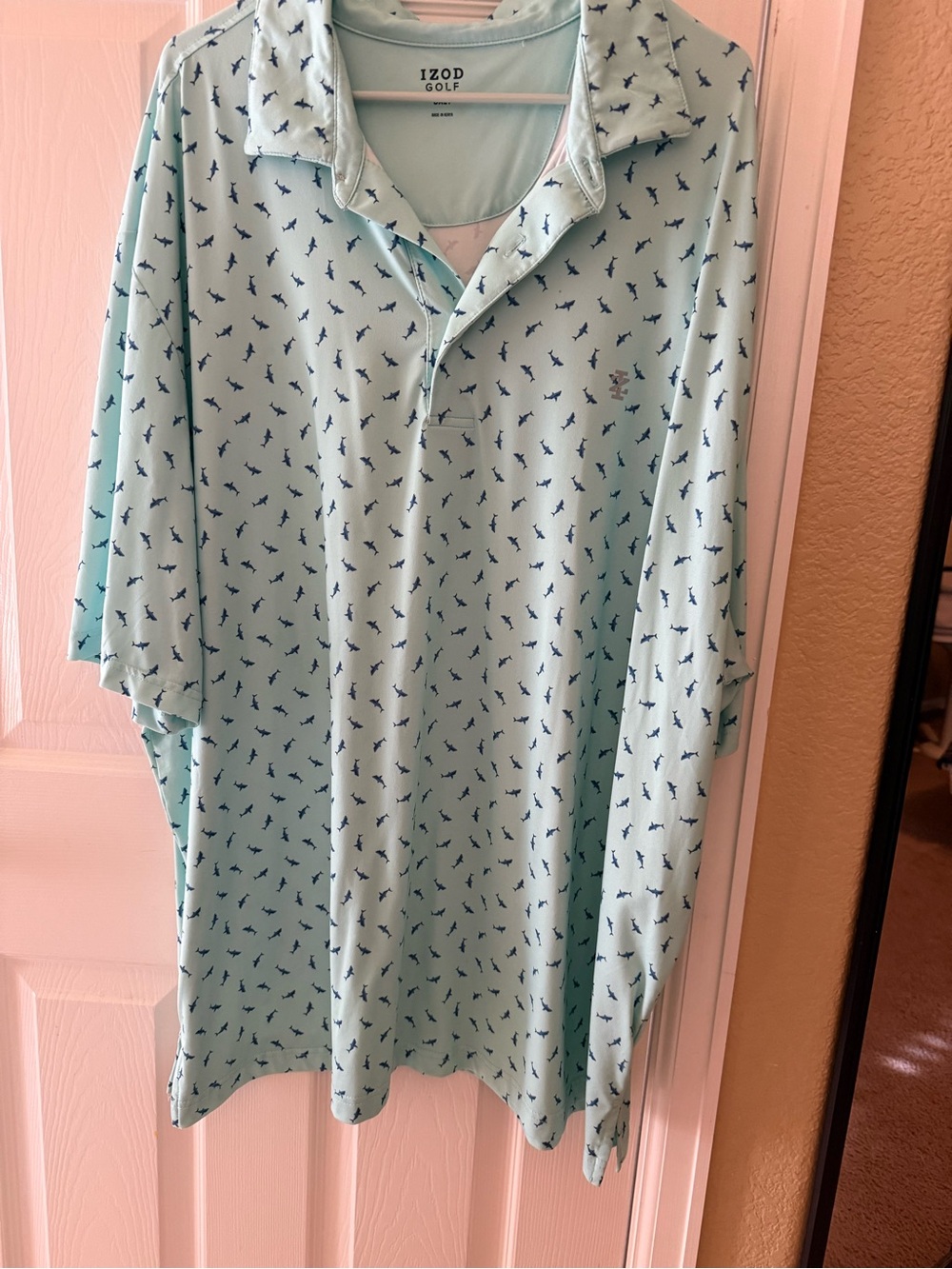 Izod Light Blue Polo with Navy Print